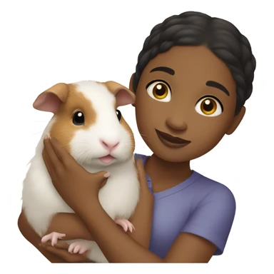 Little light skin black girl holding a Guinea pig sticker