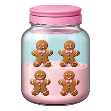 christmas gingerbreads pastel pink in jar with pink lid sticker