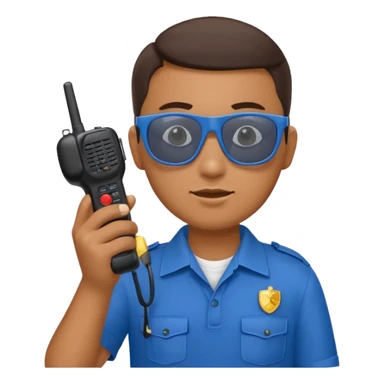 school security, blue cloth, sun glasses, holding walkie-talkie sticker