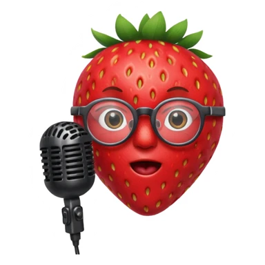strawberry be hand the mic with glasses  sticker