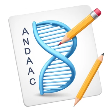 exam paper with a DNA symbol and pencil sticker