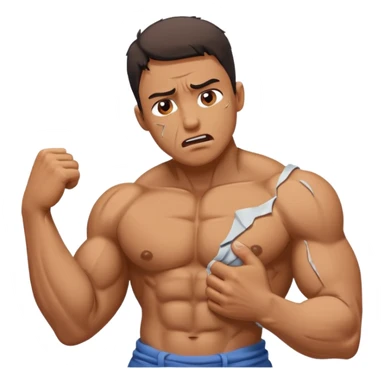 Strong man with in pain emotions and broken body  sticker