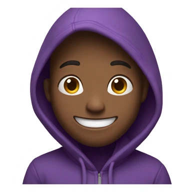 Laughing person wearing a purple hoodie sticker