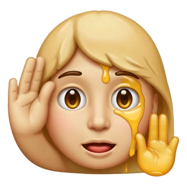 emoji of a saluting face partially melting, merging features of saluting face and melting face, apple emoji style sticker