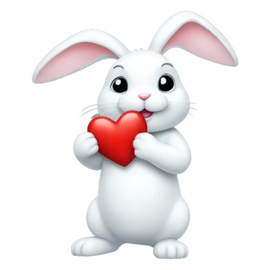 white rabbit hold heart sticker