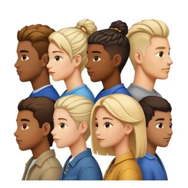 A line of people in profile, one behind the other sticker