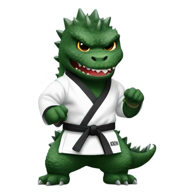 Godzilla dressed as a karate black belt  sticker
