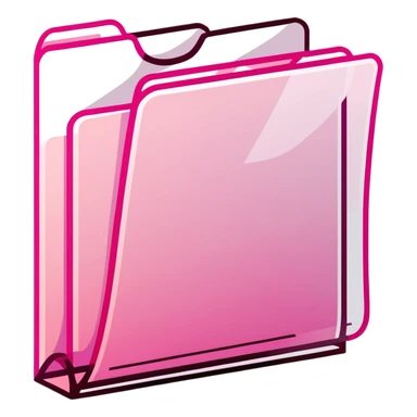 document folder, transparent glass with bright pink gradient from #FF335F to #FF99AA, soft shadows and highlights, minimalistic sticker
