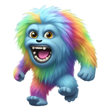 fat rainbow yeti running  sticker