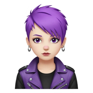 Cool Punk with Short Purple Hair, wearing black leather jacket sticker