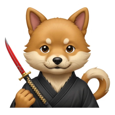 dog japan ancient ninja with small knife sticker
