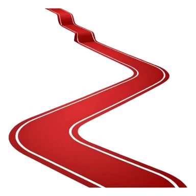 Minimalist emoji-style sticker of a blood-red carpet shaped like a thick trail or drop, flat vector design, no shadows. sticker