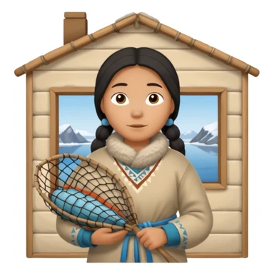 Inuit with nets home sticker