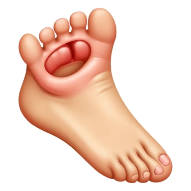 A foot with a face sticker
