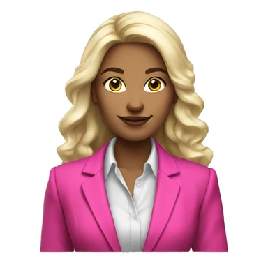 a 25 years old business woman in finance with long curled platinum blonde hair wearing hot pink blazer sticker