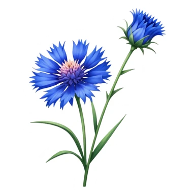 single Cornflower, straight stem sticker