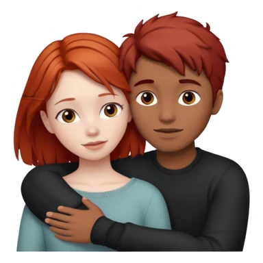 Red haired girl with dark brown hair boy romance sticker