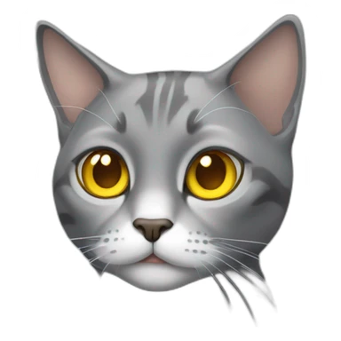 multicolored but mostly gray cat with yellow eyes and she is stupid sticker