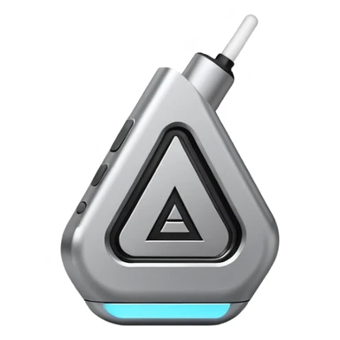 Minimalist vector letter A logo, designed as a sleek vape pod system. Metallic, geometric, clean lines. Transparent background. sticker