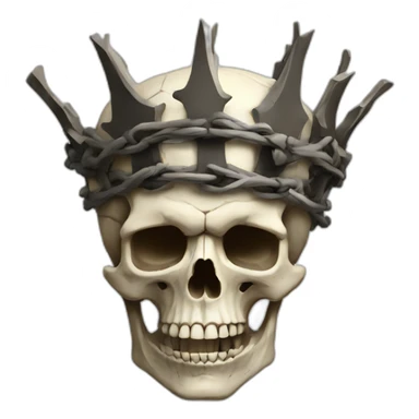Rugged skull with a crown of thorns sticker