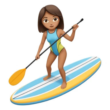 Brunette girl and paddle boarding  sticker