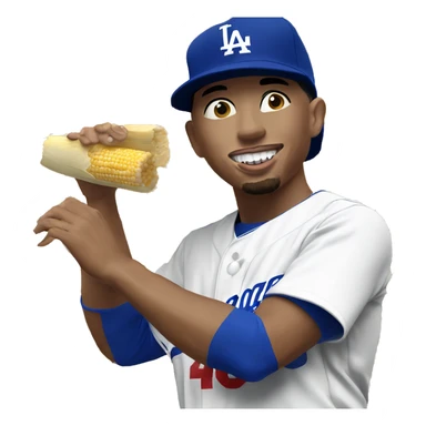 Mookie betts in dodgers uniform eating corn sticker