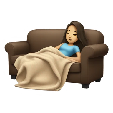 Brunette girl laying on the couch with a blanket around her sticker