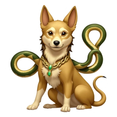 loki god of mischief as a dog. he as snakes.  dynamic pose sticker