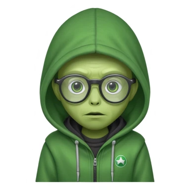 alien wear hoodie and glasses in star war sticker