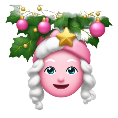 Albero di Natale rosa con stella sopra e tante palline dorate  sticker