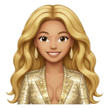 Beyonce with long golden blonde hair, ivory sequin tour outfit sticker