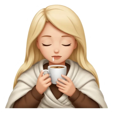 girl inside a blanket sipping coffee eyes closed sticker
