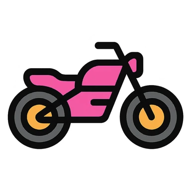 baby pink motorcycle, simple and iconic sticker