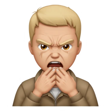 Grabbing throat with hands and looking angry  sticker