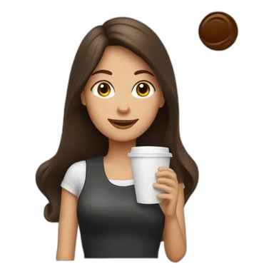 Brunette barista girl with coffee sticker