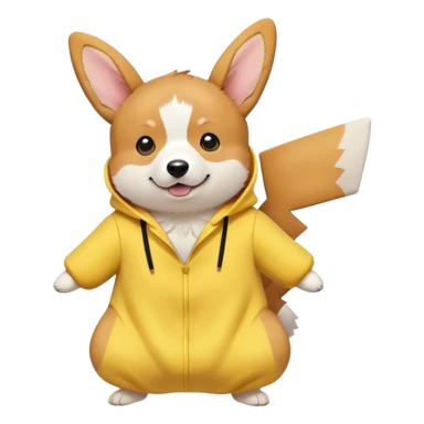 Corgi in kigurumi pikachu sticker