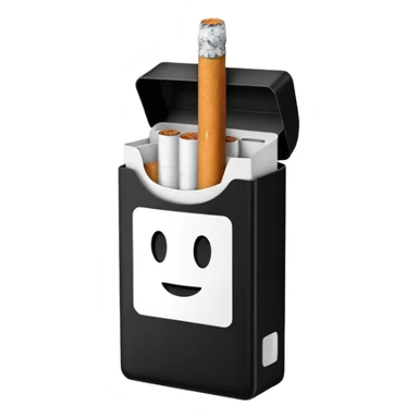 Minimalistic cigarette pack emoji, black and white sticker