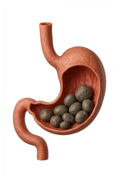 Sassi nello stomaco durante la digestione in 3d realistica sticker