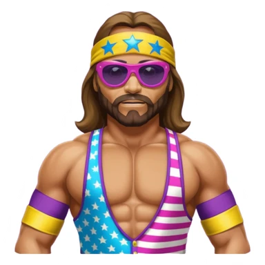 Create a Macho Man emoji for a teams chat but make it more original style to the game - make it as realistic as possible sticker