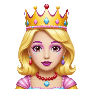 queen of the candyland, with candy makeup and just face sticker