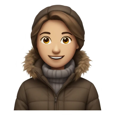 smiling girl with brown hair in cold weather sticker