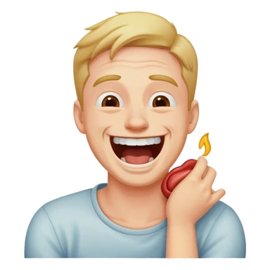 a man choking himself while laughing sticker