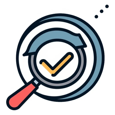 Quality Assurance logo with checkmark and magnifying glass sticker