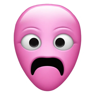 Ghost face mask with downward drooping heart shaped eyes and long gaping black mouth in shades of pink sticker