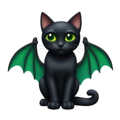 Black cat with bat wings and green eyes sticker