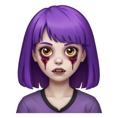 criei um zombe feminino com o cabelo com franja, o cabelo a metade roxa e o resto castanho  sticker