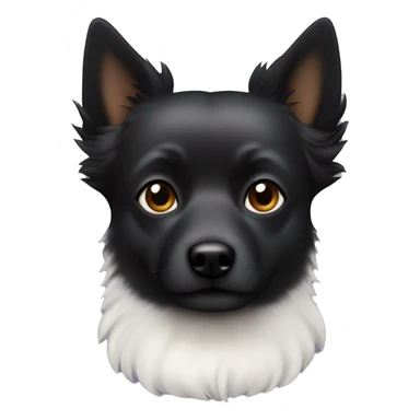 black spitz dog with his white owner with dark hair, bambi eyes, full and beautiful mouth, and thick eyebrows sticker