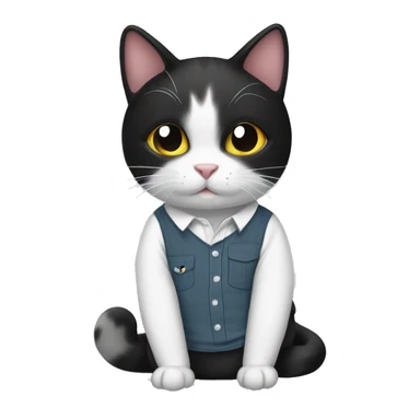 Black and white cat wearing a shirt that says best cat ever sticker