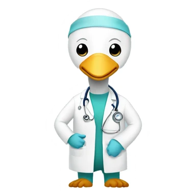 a swan (bird) as a surgeon with a surgical mask and stethoscope  sticker