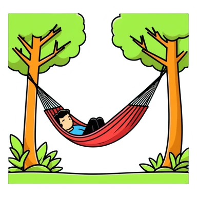 person in hammock under trees feeling a pleasurable gentle breeze sticker